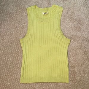 Chartreuse Green Sleeveless Knit Ribbed Top Medium